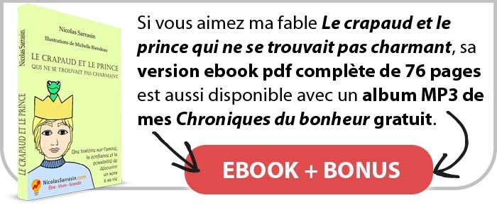 Ebook de la fable "Le crapaud et le prince qui ne se trouvait pas charmant" de Nicolas Sarrasin